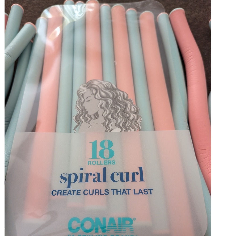 Conair 18 Piece Spiral Curl Flexible Foam Hair Rollers Peach Mint 62504T18